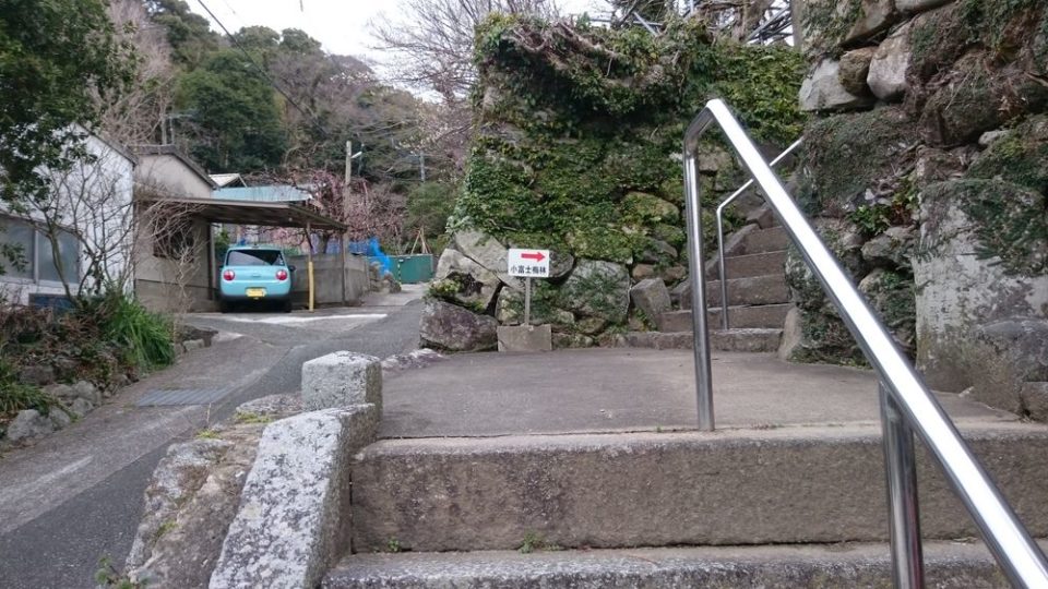 小富士梅林 糸島　階段上がる